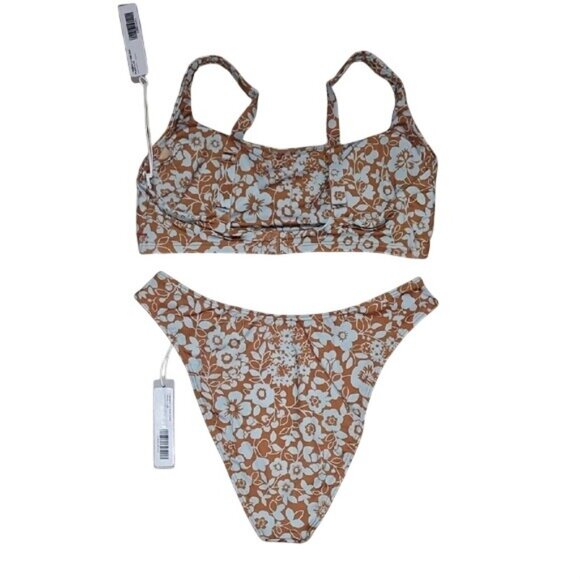 Everlane ReNew Floral Bikini Swimsuit Set New XS Beach Retro Boho Vacation - Picture 2 of 9